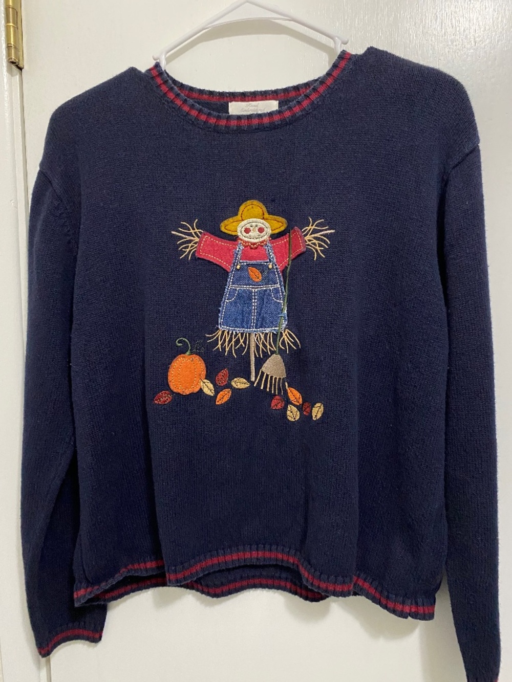 Christopher & Banks Handmade Embroidered Size L Women’s Blue Pullover Sweate